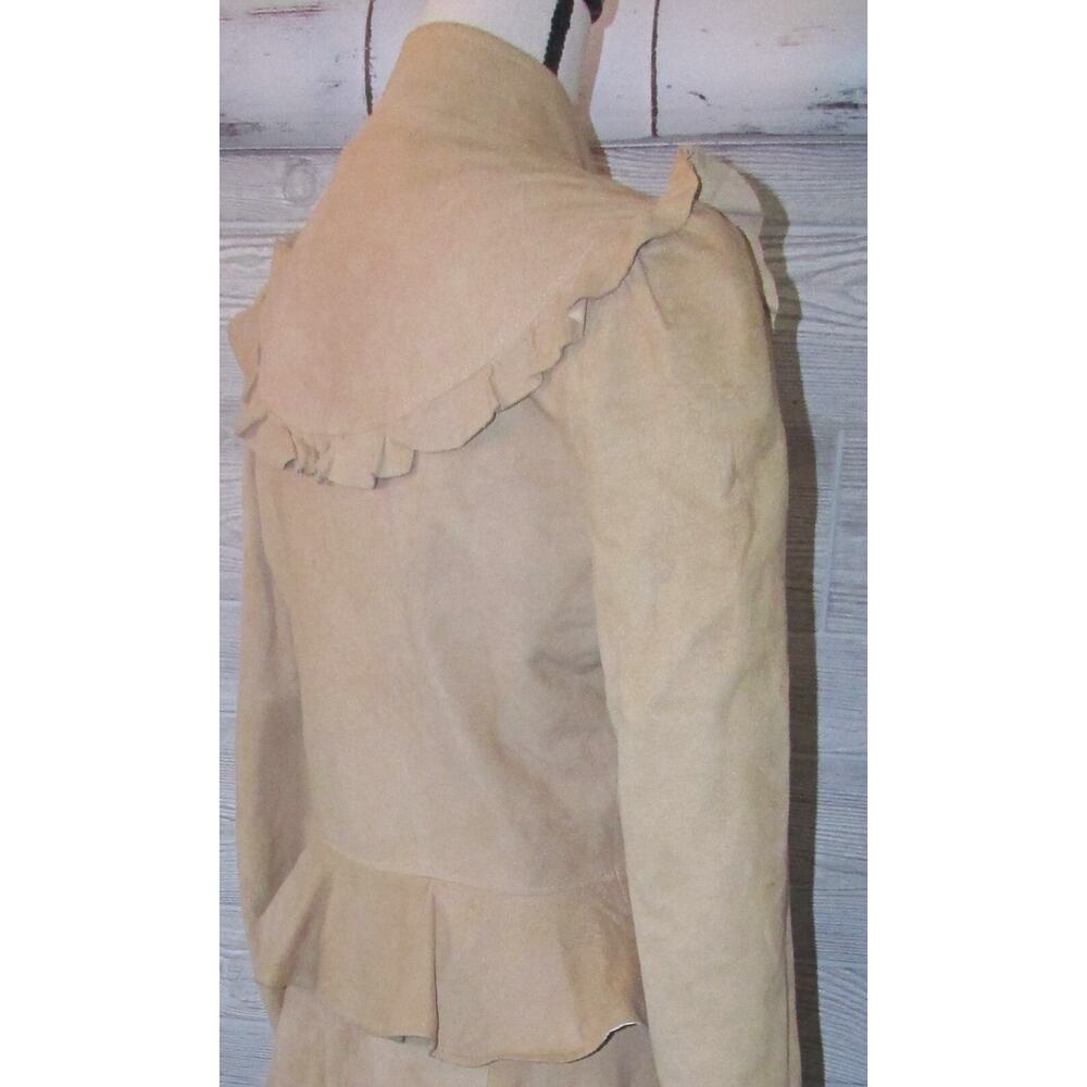 Vtg 70's PIONEER WEAR fit 8 Tan Suede Leather Ruffle Jacket & Skirt Western Boho - Picture 8 of 16